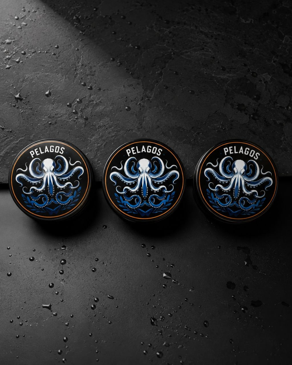 Pelagos BJJ finger tape 3-Pack - three black metal tins, nine rolls total